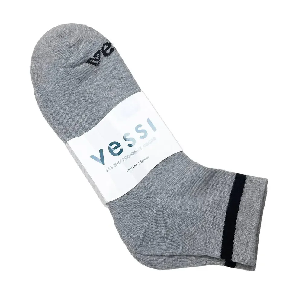 vessi all day mid-crew socks grey size large unisex